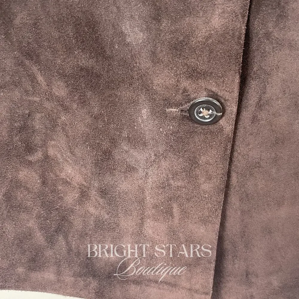 Rare Brown Suede Mini Skirt ASO Monica Gellar Friends Vintage 90s Button Up